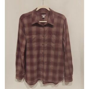Carhartt Womens Plum Fairview Plaid Roll-Tab Long Sleeve Cotton Shirt Size Large